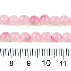 染め加工天然石ホワイトジェイドビーズ連売り  ツートン  ラウンド  ピンク  6x6mm  穴：0.9mm  約61~65個/連  14.65~15.2''（37.2~38センチメートル）&nbsp;G-T138-6mm-210-20