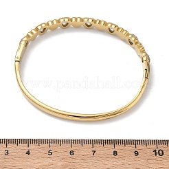 304ステンレススチールとガラスを使用した女性用ヒンジ付きバングル  ハート  イオンプレーティング（ip）  長持ちメッキ  ゴールドカラー  内径：2.32x1.93インチ（5.9x4.9cm）&nbsp;BJEW-Z178-05G