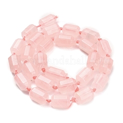 天然石ローズクォーツビーズ連売り  多面カット  コラム  13~15x8.5~9x8.5~9mm  穴：1mm  約26個/連  16.73インチ（42.5cm）&nbsp;G-L634-F01-02