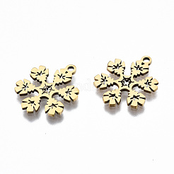 ステンレスペンダント201個  レーザー切断  クリスマススノーフレーク  ゴールドカラー  16.5x13.5x1mm  穴：1.4mm&nbsp;STAS-Q240-027G