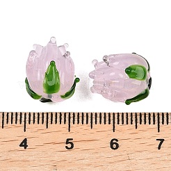 手作りランプワークビーズ  チューリップ  ミスティローズ  13.5~14.5x12.5~13.5x12.5~13.5mm  穴：1.8~2mm&nbsp;LAMP-K045-01B