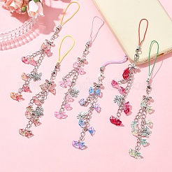 Flower Acrylic & Glass Mobile Straps&nbsp;HJEW-YW00038-01
