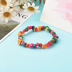Natural Dyed Chip Shell Beads Stretch Bracelets&nbsp;BJEW-JB06395-02