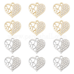 16Pcs 2 Colors Rack Plating Alloy Micro Pave Rhinestone Pendants&nbsp;FIND-TA0010-15