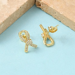 Brass Micro Pave Clear Cubic Zirconia Stud Earrings&nbsp;EJEW-Z144-05G