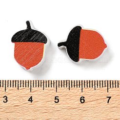 プリントウッドビーズ  レッドオレンジ  ドングリ  20x15x6mm  穴：2mm&nbsp;WOOD-Z002-01E