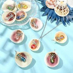 10Pcs 10 Colors Shell & Alloy Glass Angel Big Pendants&nbsp;PALLOY-CJ00051