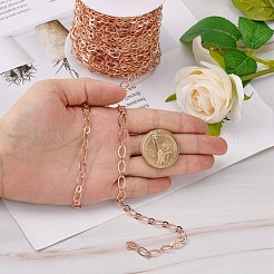 真鍮フィガロチェーン  ハンダ付け  スプールで  楕円形と円形のリンクチェーン  ローズゴールド  5.5x0.5mm  約82.02フィート（25m）/ロール&nbsp;CHC-L020B-01RG