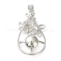 Platinum Plated Brass Pendant Cabochon Settings&nbsp;KK-Q776-01P-04