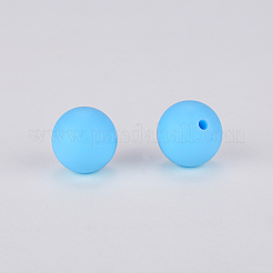 丸いシリコン焦点ビーズ  ライトスカイブルー  15mm  穴：2mm&nbsp;SI-JX0046A-16