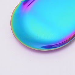 ステンレス製トレイ  収納トレー  化粧品ジュエリーオーガナイザー  オーバル  虹色  179x85x8mm&nbsp;STAS-WH0018-13A-M