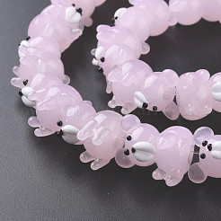 Transparent Handmade Bumpy Lampwork Beads Strands&nbsp;LAMP-T007-19-B08