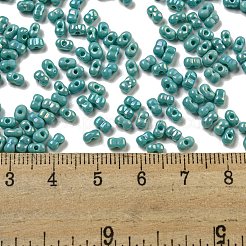 ガラスシードビーズ  不透明な色の虹  ピーナッツ  ライトシーグリーン  4x2x2mm  穴：0.8mm  約8000個/ポンド&nbsp;SEED-K009-09A-02