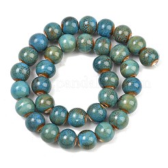 Handmade Fancy Antique Glazed Porcelain Ceramic Round Beads Strands&nbsp;PORC-L019-10mm-11