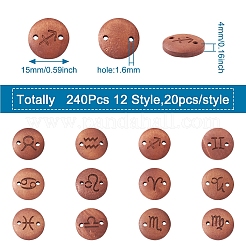 240Pcs 12 Style Laser Cut Wood Connector Charms&nbsp;WOOD-CD0001-34