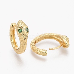 Brass Micro Pave Clear Cubic Zirconia Huggie Hoop Earrings&nbsp;EJEW-L231-52G