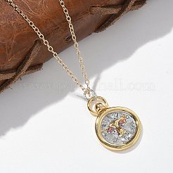 Brass Twelve Constellations Tarot Pendant Necklaces&nbsp;LS-NJEW-Q006-01G-G