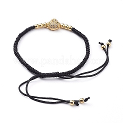 Leopard Adjustable Brass Nylon Thread Braided Bracelets&nbsp;BJEW-JB04985-01