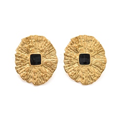 女性用304ステンレススチールスタッドピアス  蓮の葉の形  ゴールドカラー  31.5x27.5mm&nbsp;EJEW-K306-30G