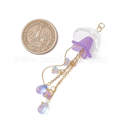 アクリルパーツ  クラゲチャーム  ガラスと304ステンレス鋼を使用  ゴールドカラー  78x22mm  穴：3mm&nbsp;PALLOY-JF05174