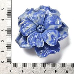 合成貝殻に染めた花の彫刻コネクタチャーム  藤紫色  49x49x16mm  穴：2mm&nbsp;SHEL-D081-01B