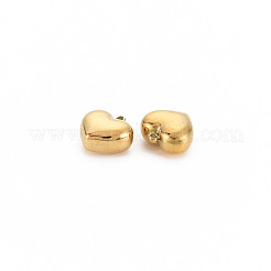イオンプレーティング（IP）304ステンレススチールチャーム  ハート  14KGP本金メッキ  10x10x6mm  穴：1.2mm&nbsp;X-STAS-N097-148LG
