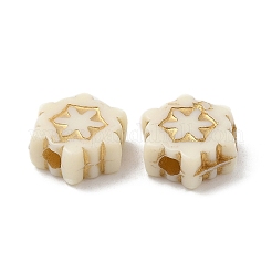 メッキアクリルビーズ  ゴールドライン入り  花  ベージュ  8.5x9.5x4mm  穴：2mm  約2080個/500g&nbsp;OACR-C016-07