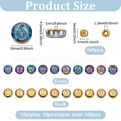 電気メッキガラスビーズ  番号付きのフラットラウンド  カラフル  4~10x3~4.5mm  穴：1~1.2mm&nbsp;GLAA-PH0003-64A