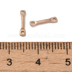 イオンプレーティング（IP）304ステンレススチールリンクコネクタチャーム  平らな棒  ローズゴールド  10x2x1mm  穴：1mm&nbsp;STAS-Q323-07RG