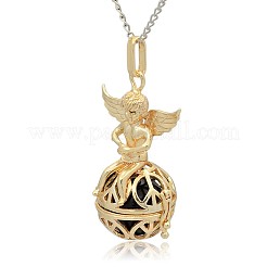 Golden Tone Brass Hollow Round Cage Pendants&nbsp;KK-J238-06G