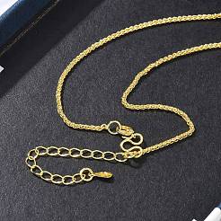 1.5mm真鍮製ウィートチェーンネックレス（女性用）  長持ちメッキ  ゴールドカラー  17.72~18.50インチ（45~47cm）&nbsp;KK-CBA4FD4-10G