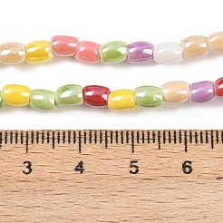 手作り陶器ビーズ連売り  ライス  光沢釉の磁器  ミックスカラー  5x4mm  穴：2mm  約59~61個/連  11.81~12.20''（30~31センチメートル）&nbsp;PORC-B008-01