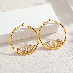 304 Stainless Steel & Clear Cubic Zirconia Hoop Earrings&nbsp;WGAD5E2-02