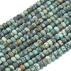 天然アフリカンターコイズ（ジャスパー）ビーズ連売り  艶消し  ロンデル  6x4mm  穴：1mm  約93~96個/連  14.57''~14.76''（37~37.5センチメートル）&nbsp;G-P575-A20-6x4mm