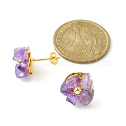 Natural Mixed Gemstone Chips Beaded Flower Stud Earrings&nbsp;EJEW-JE05282