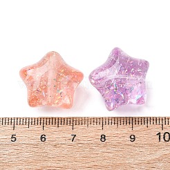 透明樹脂ビーズ  スター  グリッターパウダー付き  ミックスカラー  19~20x22x15~16mm  穴：2mm&nbsp;RESI-B039-08