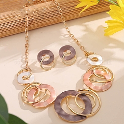 女性用合金エナメルペンダントネックレス＆スタッドダングルイヤリングセット  リング  キャメル  ネックレス：16.93インチ（43cm）&nbsp;FS-WG274F2-02