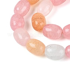 焼き絵の具、ひび割れガラスビーズ、糸  バレル  ピンク  13~14x10~10.5mm  穴：1.2~1.5mm  約54~60個/連  29.53~32.28インチ（75~82cm）&nbsp;DGLA-N019-01A-02