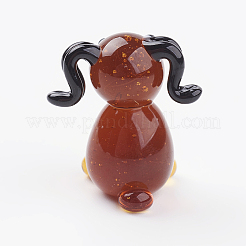 手作りランプワーク子犬ホームディスプレイ装飾  ソーセージドッグ/ダックスフント  カラフル  16x19x21mm&nbsp;X1-LAMP-J084-06