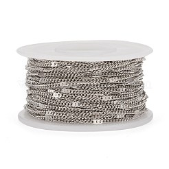 変色しにくい304ステンレススチール製フィガロチェーン  スプールで  ハンダ付け  ステンレス鋼色  リンク：2~5.2x1.4x0.9mm  約32.8フィート（10m）/ロール&nbsp;CHS-N002-03P