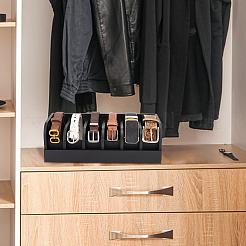 Bamboo Belt Organizer Holder with 6 Compartments&nbsp;AJEW-WH0166-77B