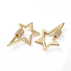 Brass Micro Pave Cubic Zirconia Screw Carabiner Lock Charms&nbsp;ZIRC-G160-63G-01