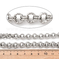 ダブルリンク304ステンレス鋼アズキチェーン  テクスチャ加工された丸型ロロチェーン  溶接されていない  スプールで  ステンレス鋼色  8x1.5ミリ＆7x1mm&nbsp;CHS-G049-03P-02