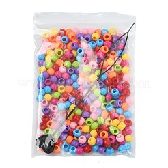 208個のアクリルヨーロピアンビーズ  プラスチック製トプシーテールヘアスタイリング編み込みツール1個付き  ミックスカラー  10x8mm  穴：5mm&nbsp;OHAR-FS0001-02B