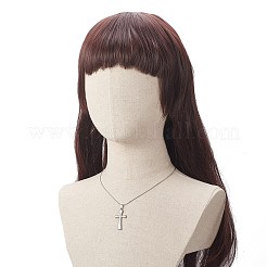 変色しない304ステンレススチールのスネークチェーンネックレス  宗教クロスペンダントネックレス  カニカン付き  ステンレス鋼色  17-3/4インチ（45cm）  0.2cm&nbsp;NJEW-JN04190