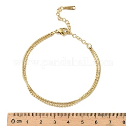 304ステンレススチールマルチ連ブレスレット  女性用スネーク＆ボールチェーンブレスレット  ゴールドカラー  6-1/2インチ（16.5cm）&nbsp;BJEW-C110-02G