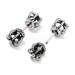 Crown 316 Surgical Stainless Steel Stud Earrings&nbsp;EJEW-Z050-40AS