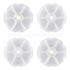 プラスチックビーズ容器4個  フリップトップビーズ収納  6コンパートメント  ラウンド  ホワイト  7.8x1.8cm  4個/袋&nbsp;CON-YS0001-04