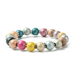 Children's Day Gift Dyed Drum Wood Beaded Kids Necklaces & Stretch Bracelets Jewelry Sets&nbsp;SJEW-JS00859
