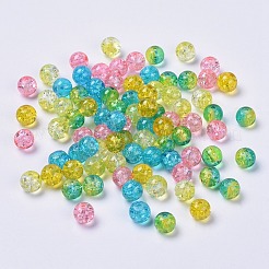 5 Colors Spray Painted & Baking Paint Crackle Glass Beads&nbsp;CCG-X0010-09-8mm
